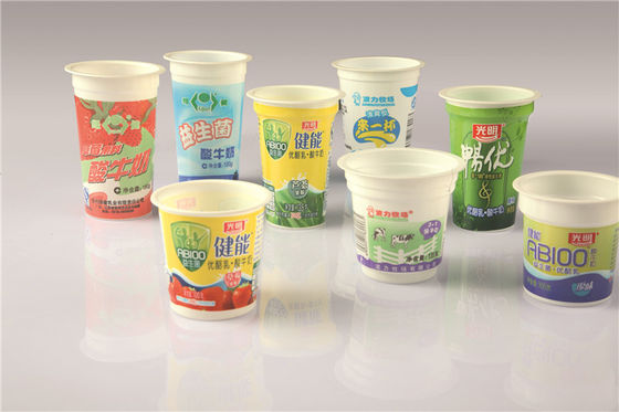 コップ使い捨て可能な注文のプラスチック/PP/印刷された収縮のラベルが付いているPSのヨーグルトの